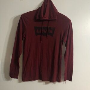 Levi men’s  hoodie shirt Levis graphic logo long sleeves pull over red wine. S